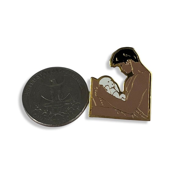 Vintage L'Enfant Man and Baby Inspired Pin 80s Cl… - image 3