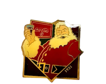 Vintage COCA COLA Babbo Natale 1931 Spilla da bavero, Distintivo Pinback, Regalo per collezionista di Coca Cola Rari cimeli di Coca Cola, Regalo segreto di Babbo Natale