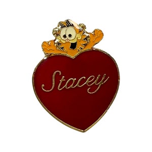 Vintage Garfield and Stacey Heart Pin Gift Garfield Fan Cat Lover Present, Vintage Enamel Pins
