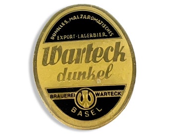 Vintage WARTECK DUNKEL Beer Pin, Enamel Pin Beers of the World, Swiss Beer Pin, Gift for Beer Collector, Grandpa Chic Small Gift, Beer Badge