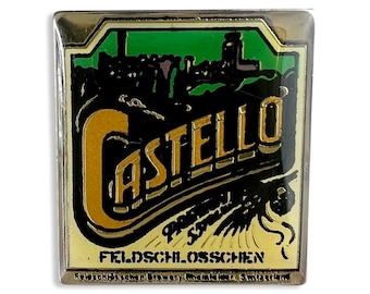 Vintage CASTELLO FELDSCHLÖSSCHEN BEER Pin, Beers of the World, Swiss Beer Pin, Gift for Beer Collector, Grandpa Chic Small Gift.