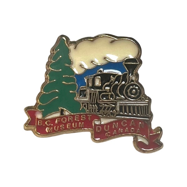 Vintage B.C. Forest Museum Duncan Canada Pin, Canadian Travel Pinback Button