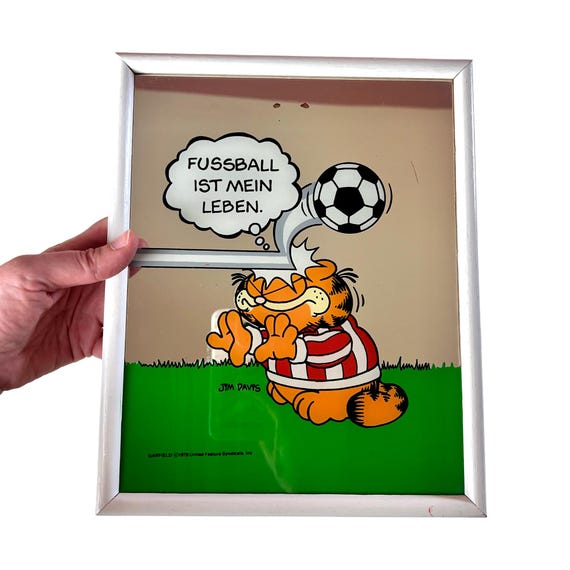 Vintage 1978 Garfield Mirror: Soccer Theme, Jim Davis Cartoon Art