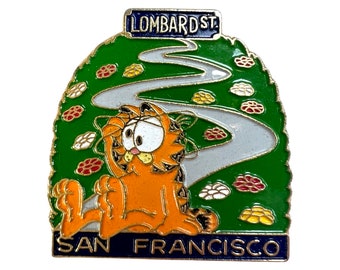 Vintage Garfield Lombard St. San Francisco Pin, Vintage USA Travel Pin, Wanderlust Jewelry, Garfield Memorabilia Gift for Garfield Fan