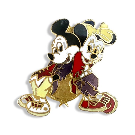 Vintage Minnie Mouse and Mickey Mouse Pin, Disney… - image 1