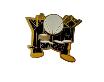 Vintage Drum Kit Pin, Music Lapel Pin, Small Gift for Drummer, Secret Santa Gift