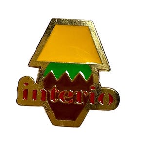 Vintage 90s Interio Lapel Pin - Retro Collectible Enamel Badge - Unique Gift for Interior Designer Accessory - Vintage Fashion Jewelry Gift