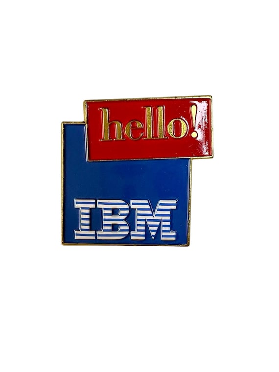 Vintage IBM Hello Pin: 80s Retro Techie Gift - image 1