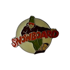 Snowboard Enamel Pin, Vintage 90s style winter Sports Badge, Gift Idea for Snowboarder, Retro Snow Sports accessory