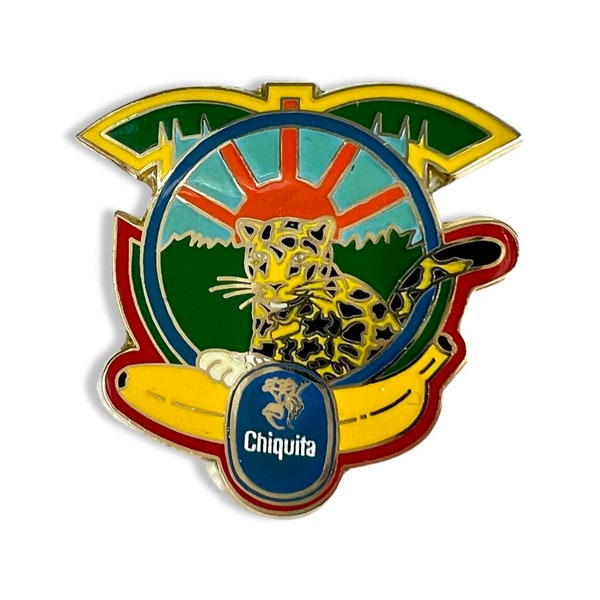 Vintage CHIQUITA BANANA LEOPARD Pin, Jungle Animal Pin Badge, Enamel Pin for Jacket Coat Bag, Stocking Stuffer