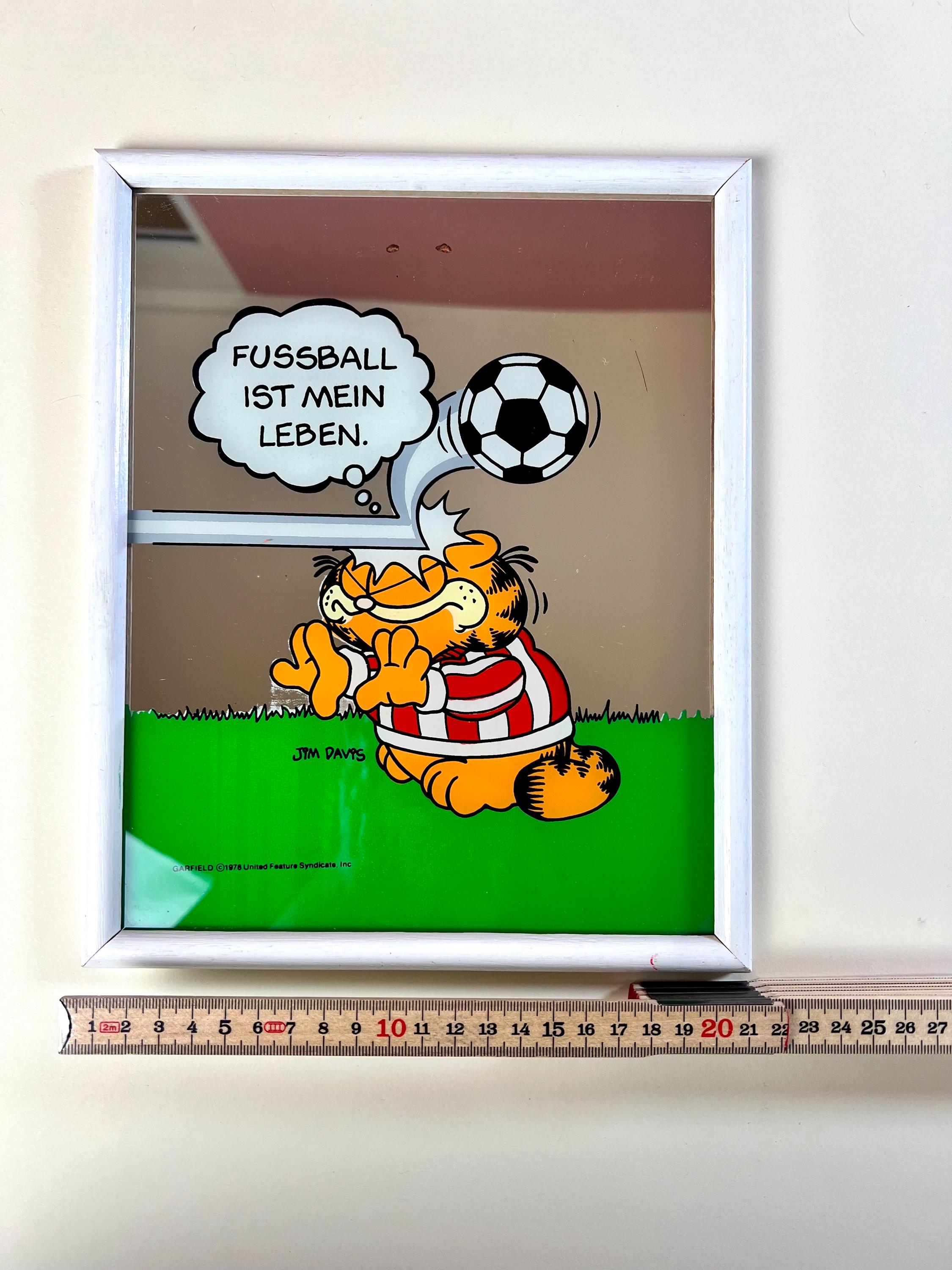 Vintage 1978 Garfield Mirror: Soccer Theme, Jim Davis Cartoon Art
