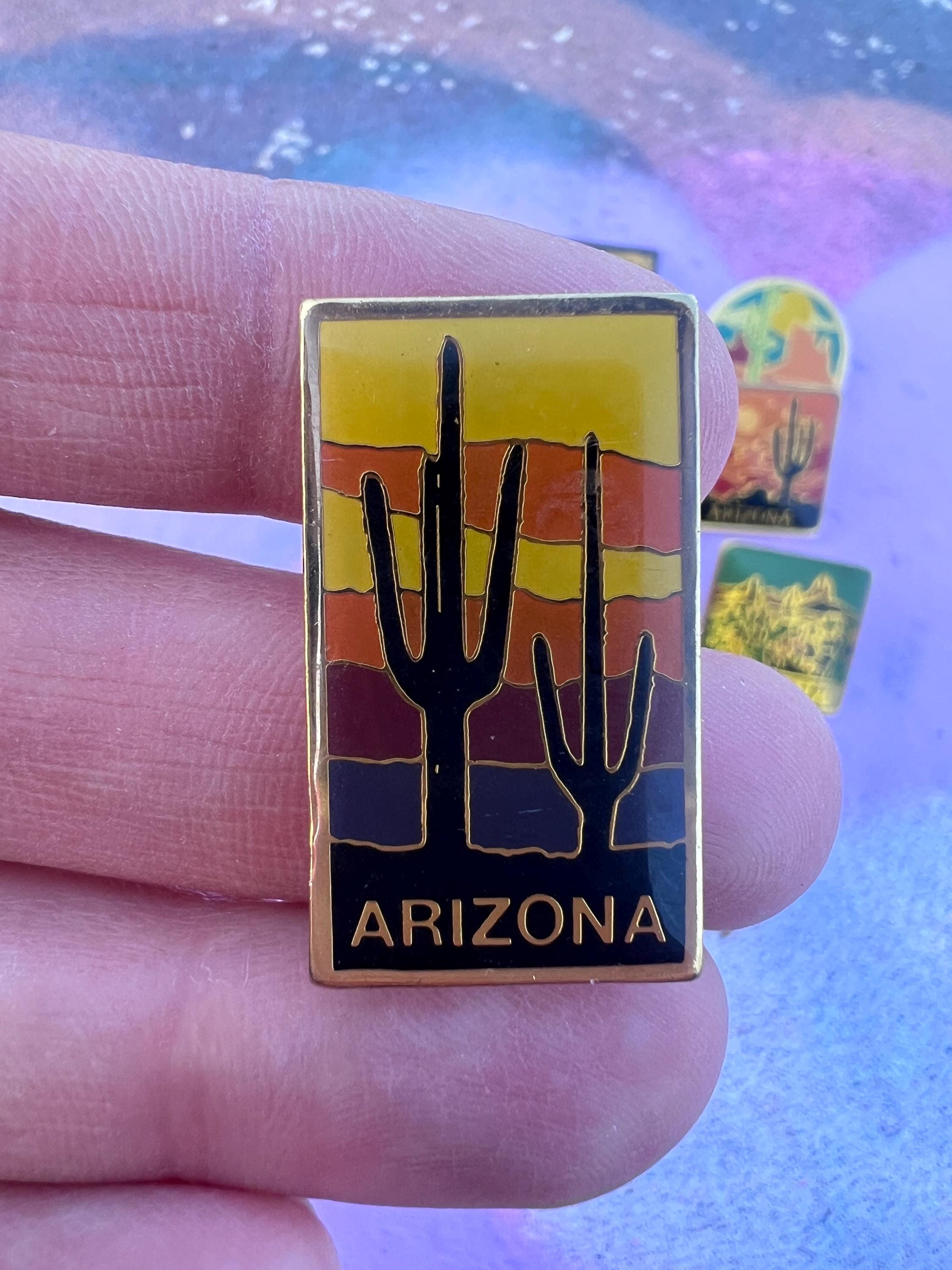 Vintage Arizona Saguaro Pin - USA Travel Badge - Etsy