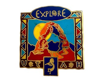 Vintage erkunden Utah Anstecknadel: San Juan County Souvenir Abzeichen