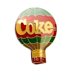 Vintage Coca Cola Hot Air Balloon Lapel Pin: Coke Badge