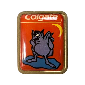 Vintage Colgate Zahnpasta Pin, 80er 90er Jahre Geschenk Lustiger Ausweis-Strumpf Stuffer