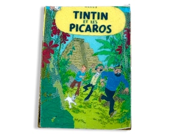 Spilla vintage di Tintin e i Picaros: distintivo di un fumetto francese