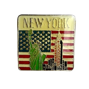 Vintage USA FLAG and Statue of Liberty Pin United State Pinback Button for Hat Backpack.
