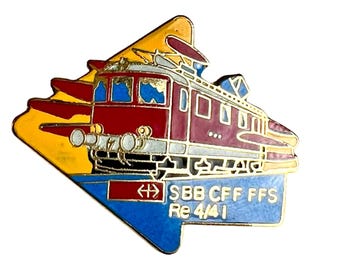Vintage Swiss Train Pin, Gift for Train Buff Model Train Collector, SBB CFF FFS Re 4/41 locomotive enamel pin, Gift for Rail Fan