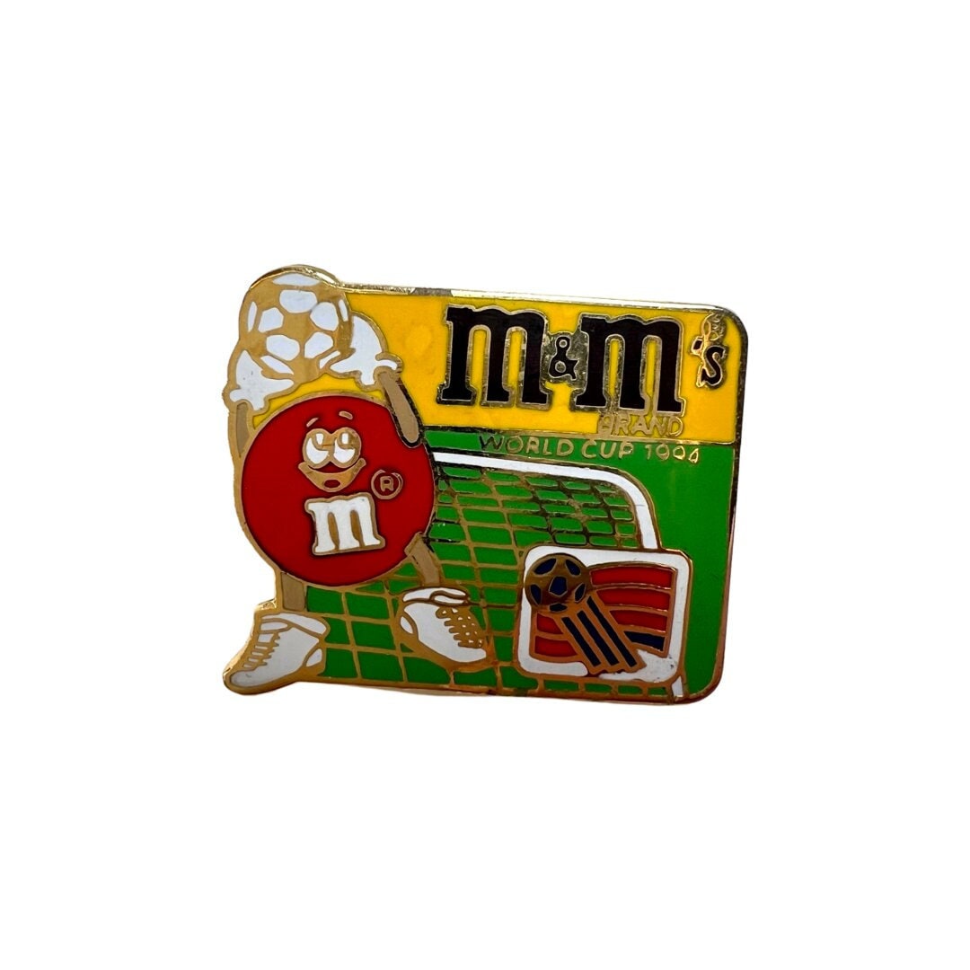 True Vintage M&M World Cup 1994 Pin Gift for Chocolate Collector 90s