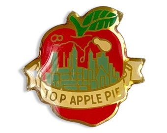 Vintage New York Top Apple Pie Lapel Pin I love New York Tie Pin, USA STATE Pin Minimalist Valentine Gift