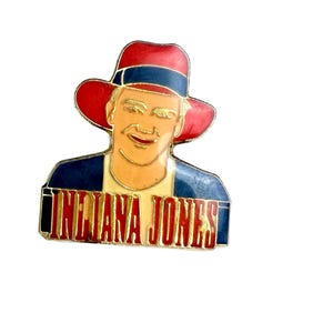 Vintage Indiana Jones Lapel Pin: Lucasfilm Collectible, Retro 80s Movie