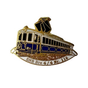 Vintage Train Locomotive Enamel Lapel Pin Rare Badge Gift Train Buff Stocking Stuffer Idea Tie Pin Swiss Locomotives SNB Bre 4/4 nr. 116
