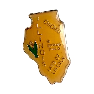 Vintage Illinois State Pin, Chicago - Spring Field- Land of Lincoln Hat Pin Badge