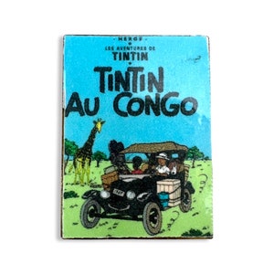 Vintage Les Aventures de Tintin : Tintin in the Congo (Tintin au Congo) Book by Hergé Lapel Pin, Tintin Pin, French Cartoon Badge