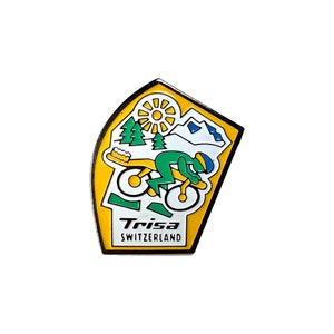 Vintage Trisa Schweiz Pin - Zahnpasta Pin - Retro Sport Pin - Retro Biking Badge - Radfahrer Pin - Sportübung Strumpffüller