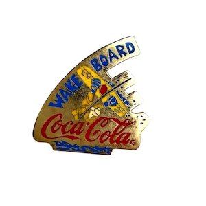 Vintage COCA COLA Extreme Sports Wake Board Lapel Pin, Pinback Badge Gift Coke Collector, Rare Coca Cola Memorabilia