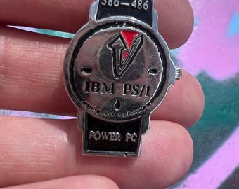 Vintage IBM PS/1 enamel lapel pin, 90s Retro Tech Gift
