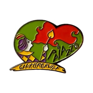 Spilla vintage da clown arlecchino: distintivo Jester Clowncore