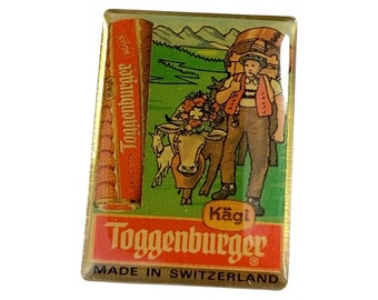 Vintage Toggenbuger. Swiss Chocolate Pin Swiss Souvenir Pin Gift for Chocolate Lover Chocolate Collector