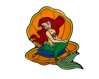 Vintage Little Mermaid Pin, Ariel Pin, Mermaidcore Mermaid Jewelry, Shell Badge Pin, Little Mermaid Movie Enamel Pin Gift for girlfriend