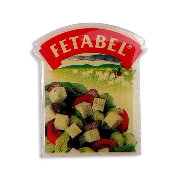 Vintage Fetabel Feta Cheese Pin - Swiss Cheese Pin - Miniature Food Pin - Cheese Collector Gift Present