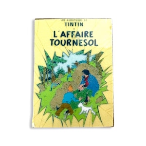 Vintage Les Aventures de Tintin: Buch der Calculus-Affäre (L'Affaire Tournesol) von Hergé Anstecknadel, Tim und Struppi-Abzeichen, französischer Cartoon-Pin