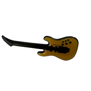 Vintage Yellow Guitar Pin, Vintage Music Pin, Pin for Denim Jacket