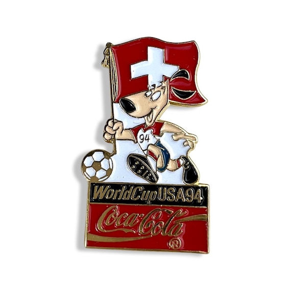Vintage World Cup USA 94 Swiss Flag Coca Cola Pin 1994