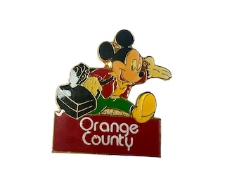 Vintage Mickey Mouse Orange County Enamel Pin, Disney Collector Gift