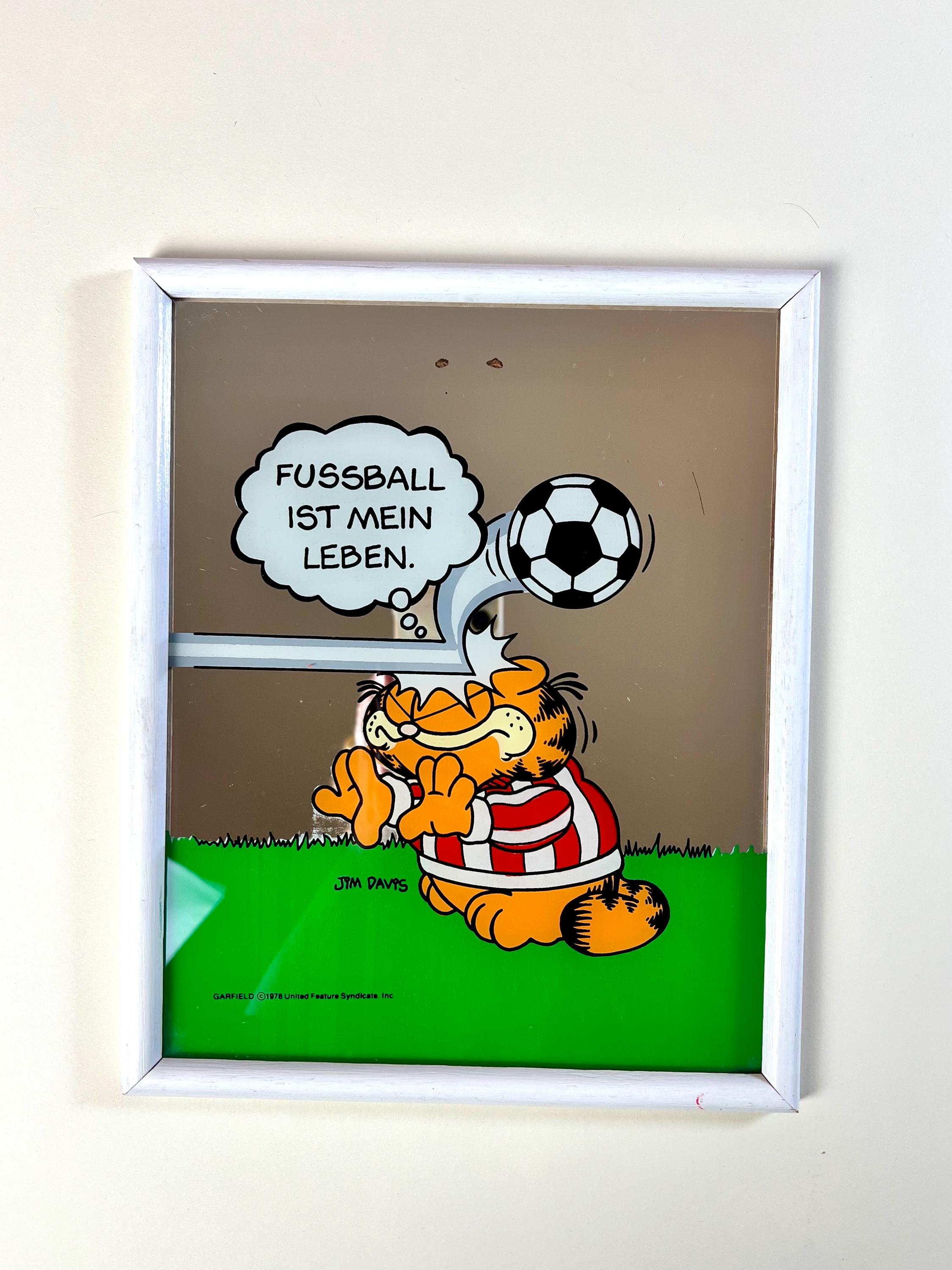 Vintage 1978 Garfield Mirror: Soccer Theme, Jim Davis Cartoon Art