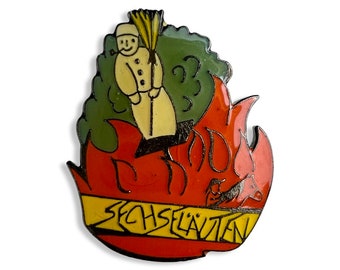 Swiss Pin, Switzerland Pin, Vintage Sechseläuten Burning of the Böögg Lapel Pin, Visit to Switzerland Souvenier, Burning Man pin, Zurich