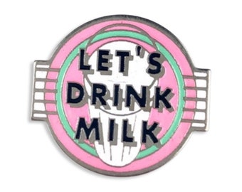 Vintage MELK ADVERTENTIE Laten we melk drinken Pin, Cadeau voor borstvoeding Moeder Moeder, Cadeau Melkveehouder, Grappige nieuwe baby Pin, Moeder Slogan Badge