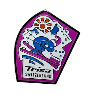 BEREIT Vintage Trisa Schweiz Pin - Zahnpasta Pin - Retro Sport Pin - Retro Ski Skifahrer Abzeichen - Schneesport Übung Strumpffüller