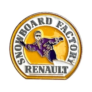 Snowboard Pin Vintage Renault  Enamel Pin Badge, Retro Ski Pin, Vintage Snow Sports Pin, Funny Ski Badge, Renault Car Pin