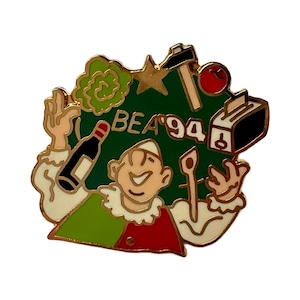 Vintage Juggling Clown Pin: Jester Harlequin Clowncore Badge