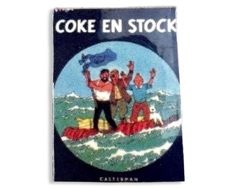 Spilla vintage Tintin: Coca-Cola in stock, distintivo del cartone animato Hergé