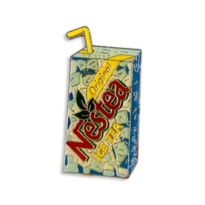 Vintage Nestea Pin, Small gift for Ice Tea Lover, Minimalist Meaningful Gift, Badge for Jacket Hat Bag,  Vintage Enamel Pins