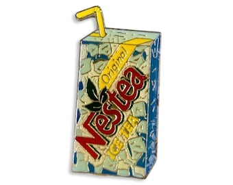 Vintage Nestea Pin, Small gift for Ice Tea Lover, Minimalist Meaningful Gift, Badge for Jacket Hat Bag,  Vintage Enamel Pins
