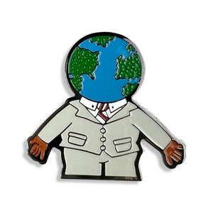 Vintage World as Man Pin, Pop Art Pin, Wearable Art Badge Pinback Button for Hat Jacket Bag