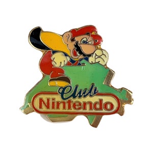 Vintage Club Nintendo Pin. Super Mario Luigi Pin. Badge. Gift for Gamer 90s Aesthetic jewelry Tie Pin Pinback Button.